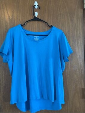 St. John's Bay Bright Blue Short Sleeve V-Neck Top